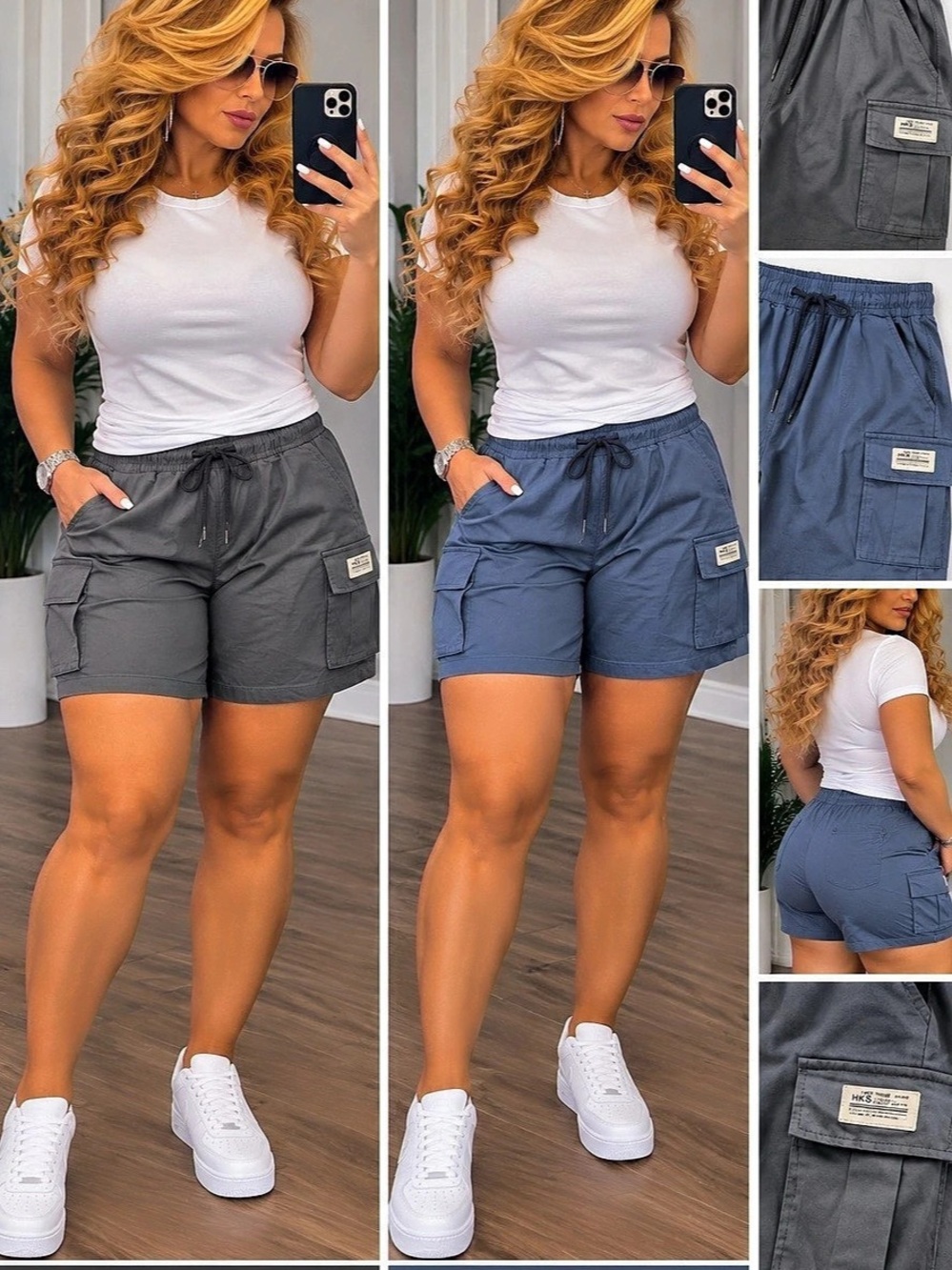 2- Cargo Shorts in Blue & Gray Like New
